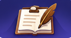 BR Editor — clipboard and quill illustration